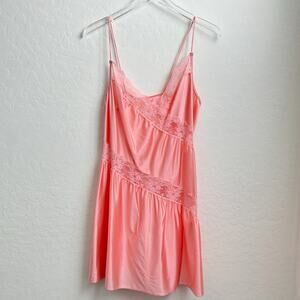 VTG Henson Kickernick Coral Lingerie Chemise Asymmetrical Large